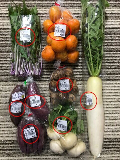 道の駅で購入した野菜・果物